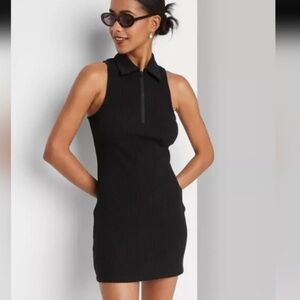 Ribbed Zip Black Dress Wild Fable